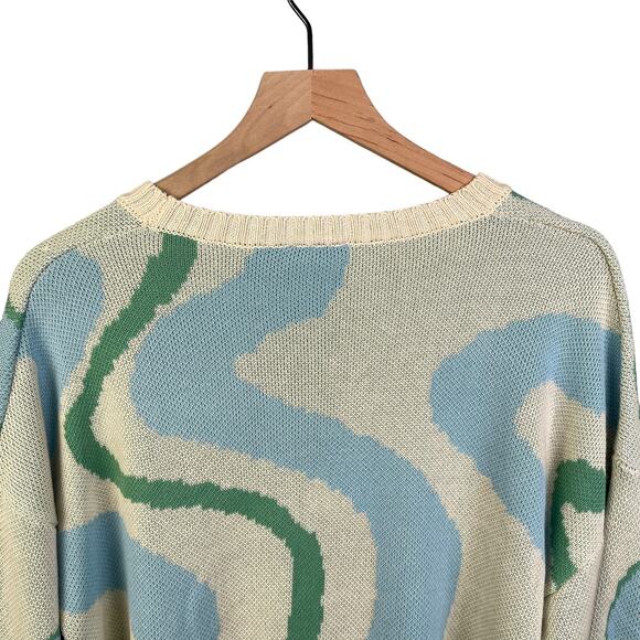 LELIS Womens Sweater The Sadie Swirl Oversized Drop Shoulder Medium Blue Green - Picture 7 of 12